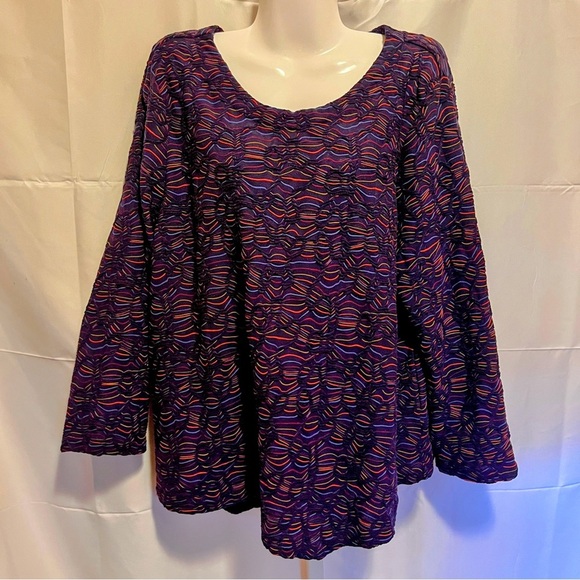 Habitat Clothes to Live In XL Crinkle Tunic Purple Textured Artsy Travel Top - Picture 1 of 8